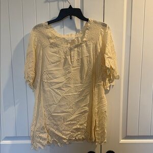 Elegant Cream Eyelet Women's Top